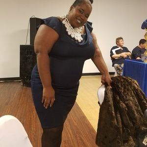 Navy blue off the shoulder dress